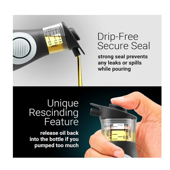 Belwares Oil and Vinegar Dispenser Set with Measuring Cup - 2 Glass Olive Oil Di - Picture 6 of 8